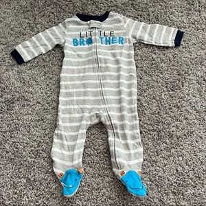 6 Month Baby Boy Little Monster Zip Up Cotton Footie Pajamas